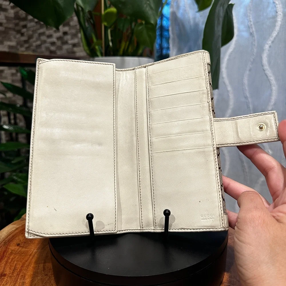 Gucci Beige Monogram Canvas Continental Wallet with Cream Trim with Box - Picture 6 of 10